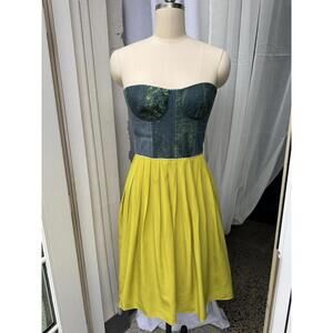 Sandra Weil Women Corset Dress Green Silk Skirt Sz S But Fits Xs